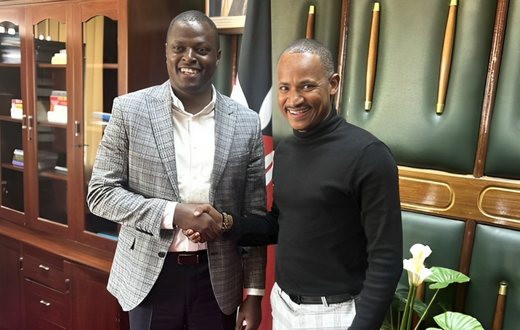 File image of Kiharu MP Ndindi Nyoro with his Embakasi East counterpart Babu Owino