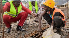 President William Ruto during an inspection of the affordable housing program