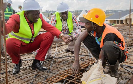 President William Ruto during an inspection of the affordable housing program
