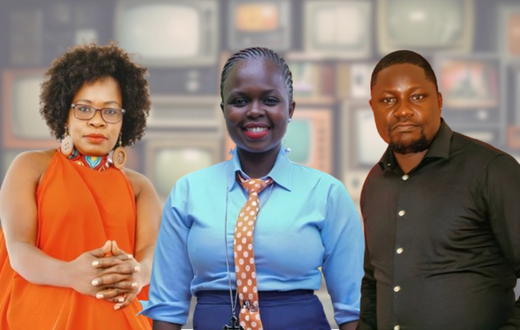 From left: Papa Shirandula actors Mary Airo ' Mama Nyaguthii', Daisy Netia 'Naliaka' and William Juma ' Juma Anderson'.