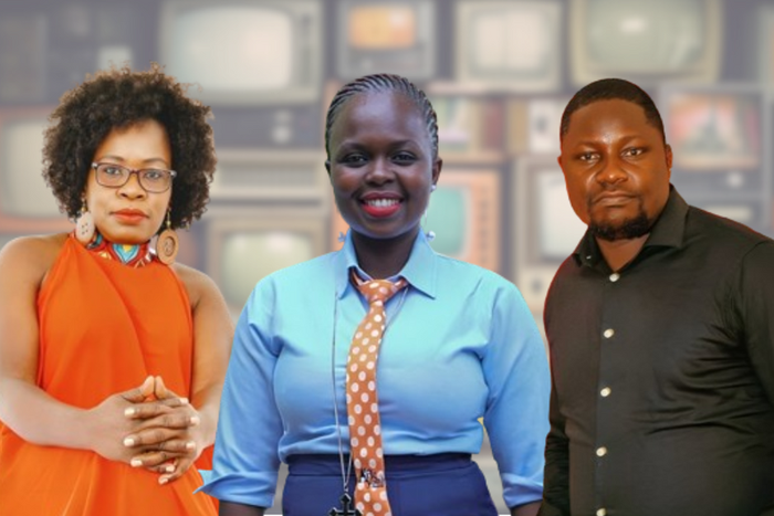 From left: Papa Shirandula actors Mary Airo ' Mama Nyaguthii', Daisy Netia 'Naliaka' and William Juma ' Juma Anderson'.