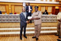 Interior PS Raymond Omollo issues tablets to regional and county commissioners at the Kenya School of Government,  Lower Kabete on Wednesday, November 22, 2023