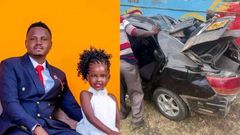 A collage image of popular TikToker, Baba Mona who perished in a grisly road accident alongside his daughter and two sisters and the car they were travelling in on Friday, February 24