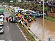 Floodwaters disrupt traffic along Thika Superhighway in Juja