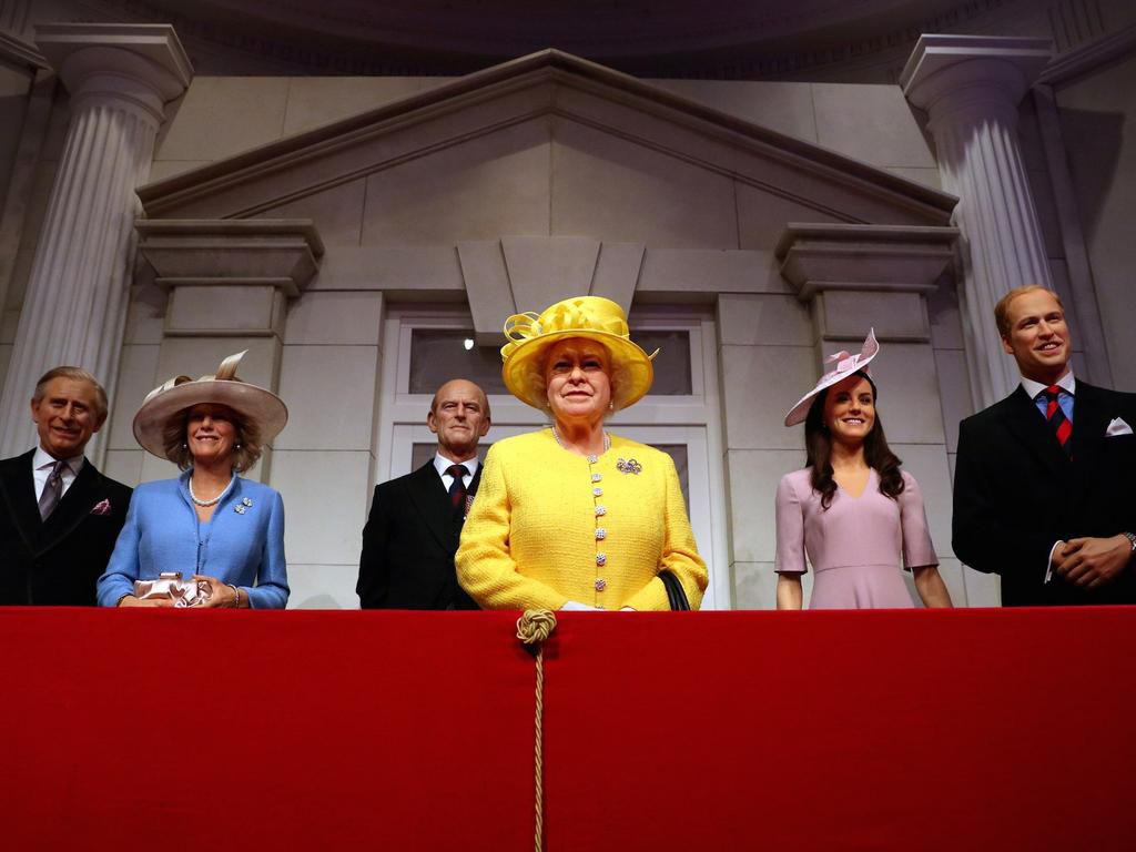 Madame Tussauds unveils its new royal balcony experience featuring wax figures of Britain's Prince Charles and his wife, Camilla; Queen Elizabeth and Prince Philip; and Prince William, Duke of Cambridge and Catherine, Duchess of Cambridge, in London.