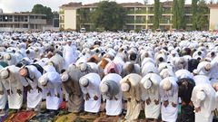 Muslims praying