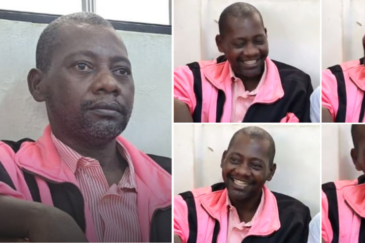 Paul Mackenzie (left) and his co-accused in a Malindi court on May 2, 2023.