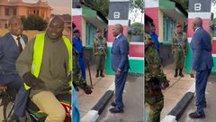 Trade CS Moses Kuria rushing to Kakamega State Lodge for a Cabinet meeting on August 29, 2023