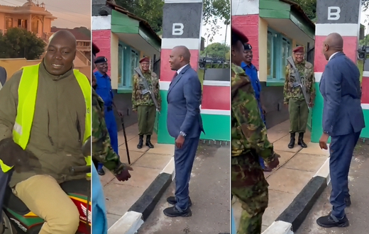 Trade CS Moses Kuria rushing to Kakamega State Lodge for a Cabinet meeting on August 29, 2023