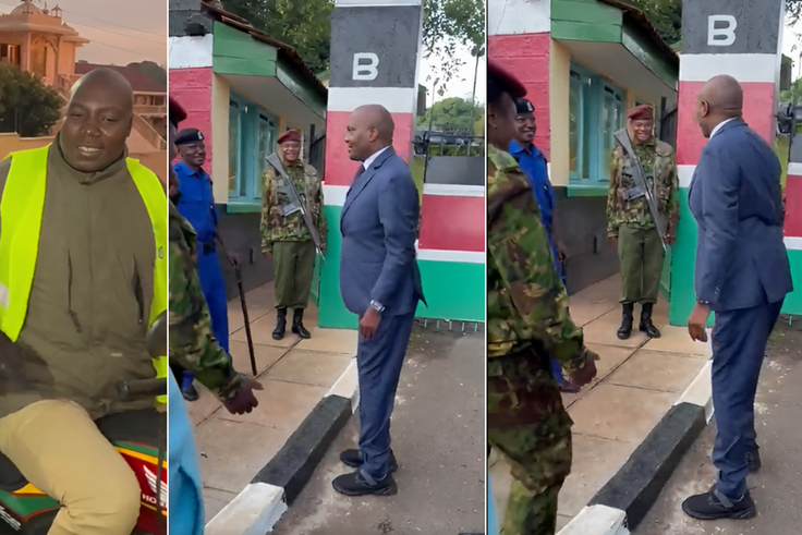 Trade CS Moses Kuria rushing to Kakamega State Lodge for a Cabinet meeting on August 29, 2023