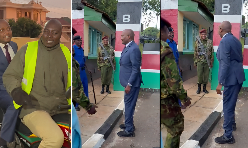Trade CS Moses Kuria rushing to Kakamega State Lodge for a Cabinet meeting on August 29, 2023