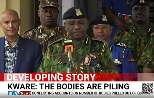 Acting Inspector General of Police Douglas Kanja addressing the press on Sunday