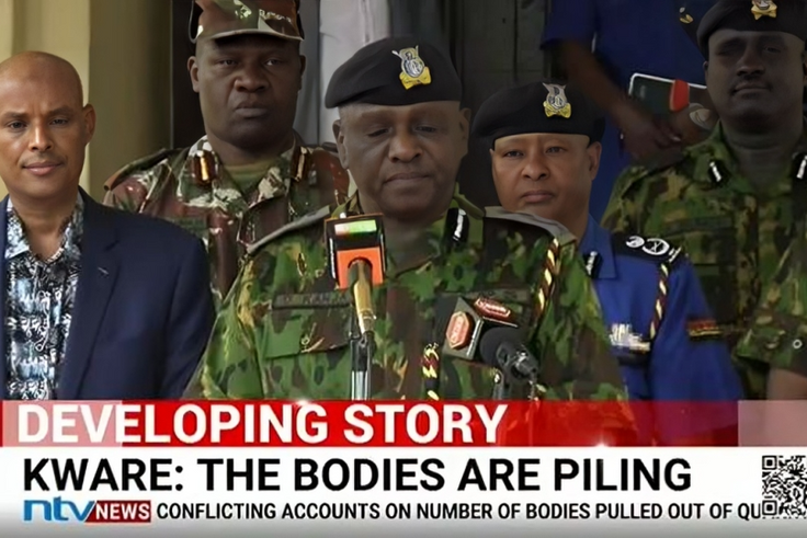 Acting Inspector General of Police Douglas Kanja addressing the press on Sunday
