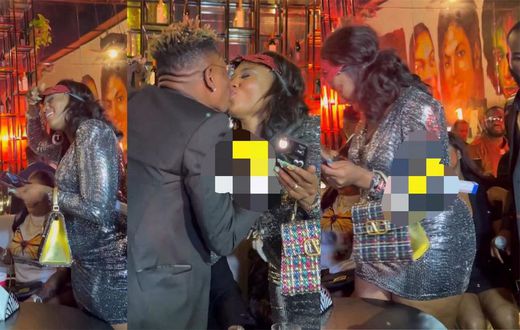 Abena Korkor and Medikal share kiss at Medikal's album listening party