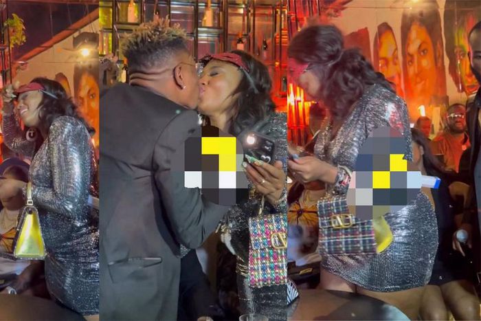 Abena Korkor and Medikal share kiss at Medikal's album listening party