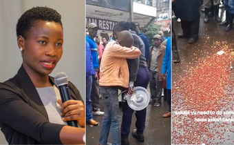 A collage photo of Principal Secretary Susan Auma Mang'eni and a hawker in Nairobi