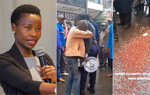 A collage photo of Principal Secretary Susan Auma Mang'eni and a hawker in Nairobi