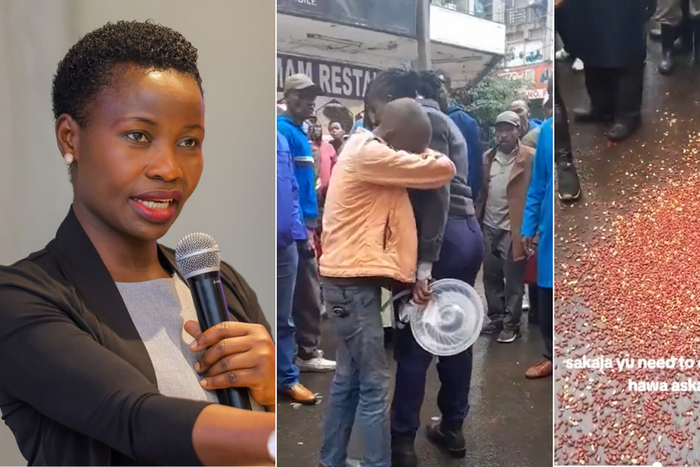 A collage photo of Principal Secretary Susan Auma Mang'eni and a hawker in Nairobi