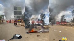Protests along Naivasha Road on Friday May 26, 2023 as traders protest demolition of business structures (vibandas)