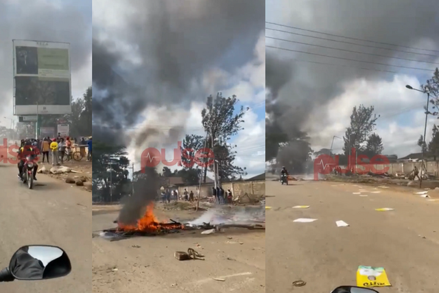 Protests along Naivasha Road on Friday May 26, 2023 as traders protest demolition of business structures (vibandas)