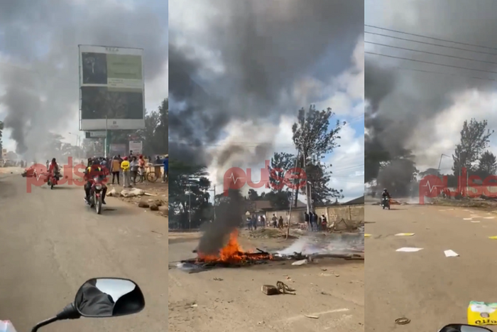 Protests along Naivasha Road on Friday May 26, 2023 as traders protest demolition of business structures (vibandas)