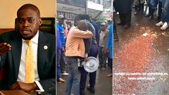 Nairobi Governor Johnson Sakaja with Ndagire Renova, the young trader caught up in an unfortunate incident during routine enforcement by Nairobi City County Government security and compliance officers on Tuesday.