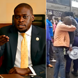 Nairobi Governor Johnson Sakaja with Ndagire Renova, the young trader caught up in an unfortunate incident during routine enforcement by Nairobi City County Government security and compliance officers on Tuesday.