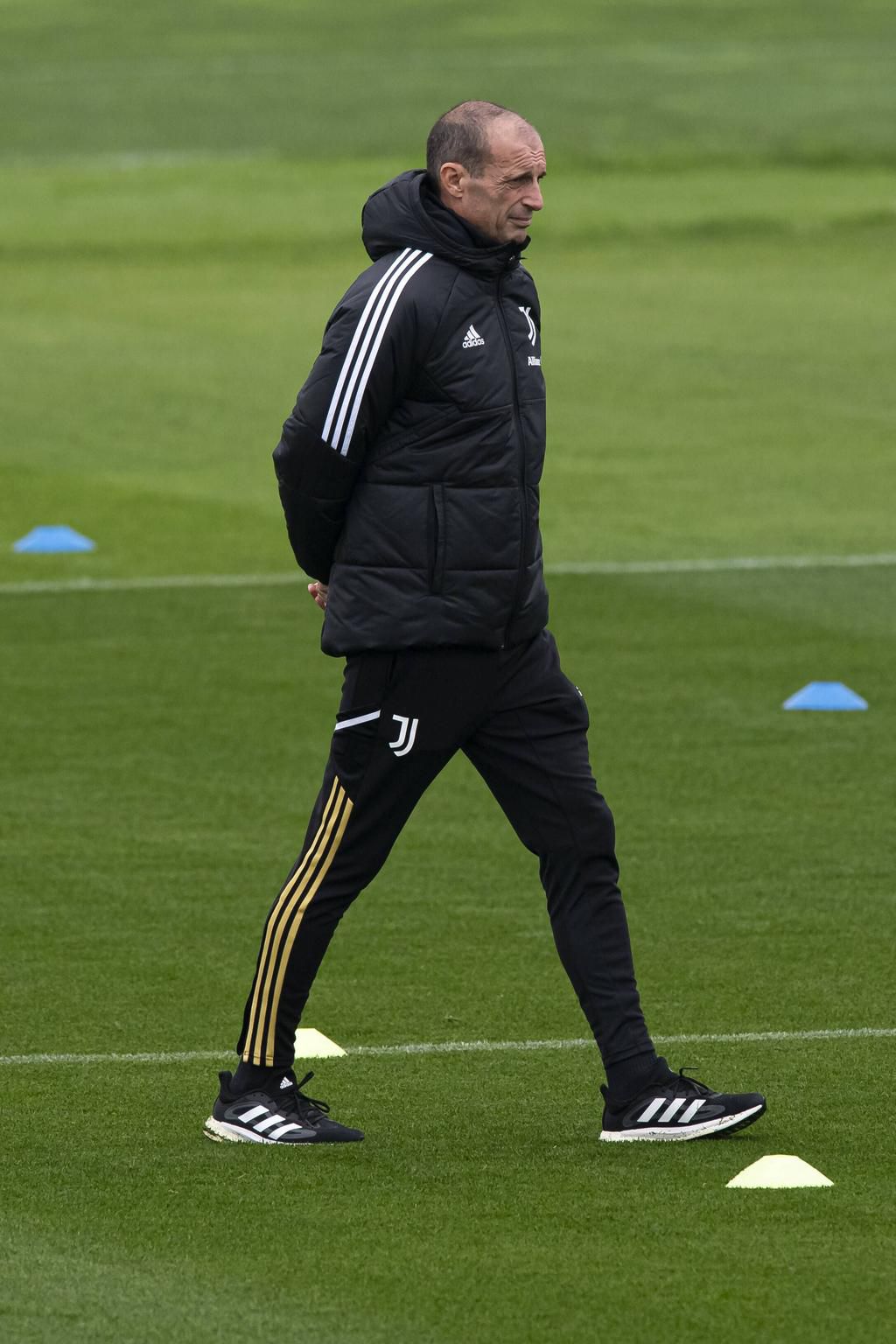 Massimiliano Allegri, head coach of Juventus FC, looks on during Juventus FC training on the eve of the UEFA Champions League football match between SL Benfica and Juventus FC on October 24, 2022.