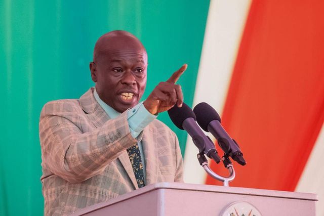 Deputy President Rigathi Gachagua speaking during a meeting of leaders and other stakeholders from the Rift Valley on ending illegal brew and drugs abuse in Nakuru County on May 29, 2023.