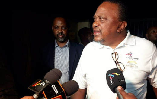 Former President Uhuru Kenyatta addressing the media July 21, 2023