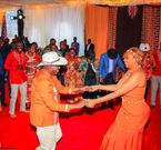 Nominated Senator Karen Nyamu dancing with Deputy President Rigathi Gachagua during Mathira MP Eric Wamumbi and Murang’a Woman Representative Betty Maina’s traditional wedding.