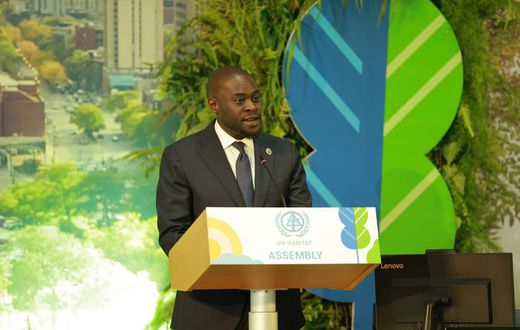 Nairobi Governor Johnson Sakaja speaking during the UN Habitat Assembly in Nairobi on June 5, 2023