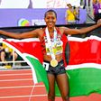 Faith Kipyegon after successfully defending her World Championships title in Oregon