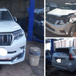A collage of before and after photos of a Toyota Prado that was restored after being involved in an accident