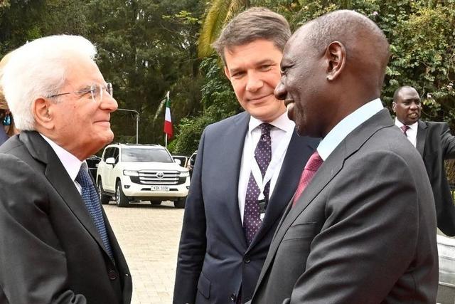 Kenyan President William Ruto and  Italian President Sergio Mattarella