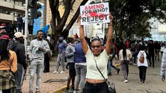 Beverlyne Kwamboka and other protestors during Tuesday's anti-finance bill protests