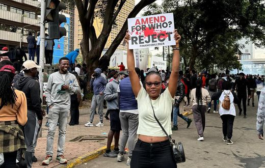 Beverlyne Kwamboka and other protestors during Tuesday's anti-finance bill protests
