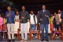 From left: CS Moses Kuria, Senator Edwin Sifuna and Johnson Sakaja