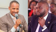 A collage image of Embakasi East MP Babu Owino and Nairobi Governor Johnson Sakaja