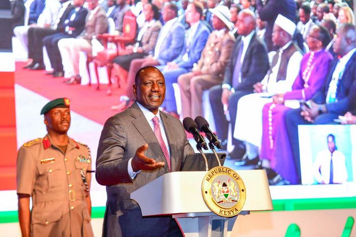 President William Ruto speaking during the commemoration of the Data Protection Day at the Kenyatta International Convention Centre (KICC) on January 27, 2023