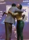 A screengrab image of MCSK CEO Ezekiel Mutua and gengetone artiste Ssaru at a recent MCSK event
