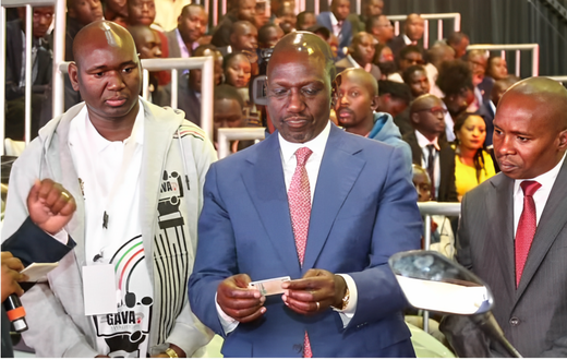President William Ruto, Interior CS Kithure Kindiki & Immigration & Citizen Services PS Juilus Bitok during the launch of 5,000 digitized government services at KICC on June 30, 2023