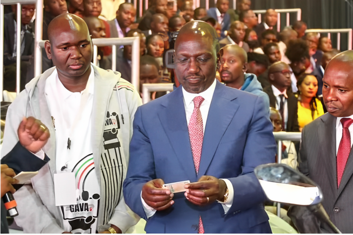 President William Ruto, Interior CS Kithure Kindiki & Immigration & Citizen Services PS Juilus Bitok during the launch of 5,000 digitized government services at KICC on June 30, 2023