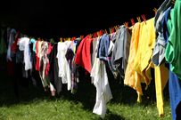 Clothes outside on a clothes line