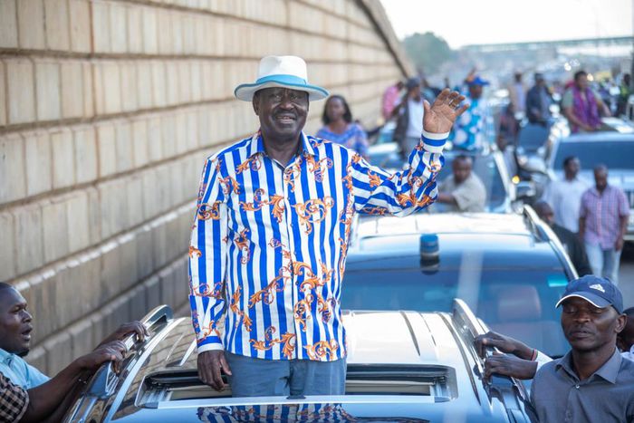 Azimio leader Raila Odinga in a previous rally
