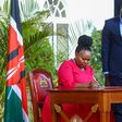 Interior CAS Millicent Omanga signs her oath of office at State House on March 23, 2023