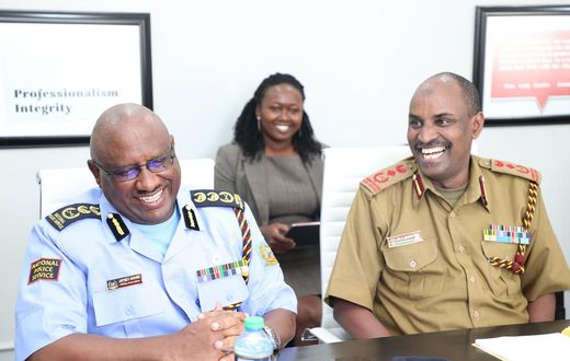Police IG Japheth Koome and Deputy Inspector General-APS Noor Gabow in a meeting at the Supreme Court building on February 13, 2023