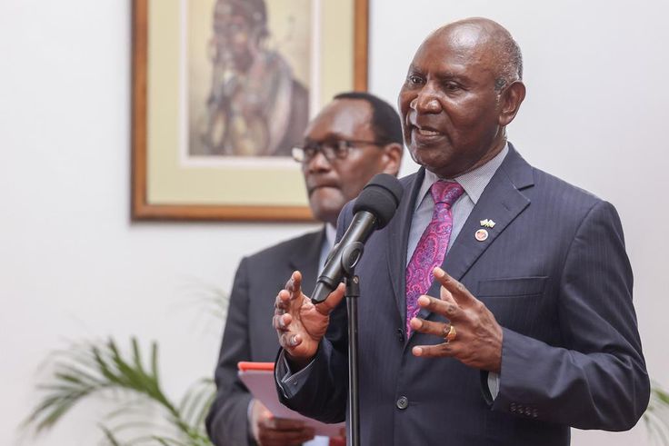 Former Auditor-General Edward Ouko speaking at State House, Nairobi after being appointed to head the newly inaugurated Pending Bills Verification Committee