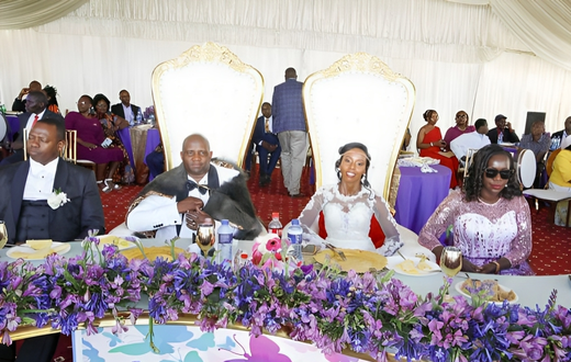 David Samoei, Abraham Kirwa, Fresiah Kirwa, and Carol Kitur during Mosop MP Abraham Kirwa's wedding on December 23, 2023