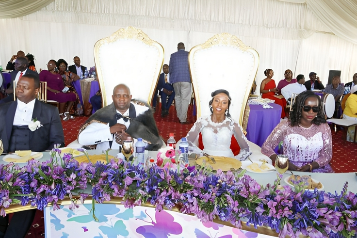 David Samoei, Abraham Kirwa, Fresiah Kirwa, and Carol Kitur during Mosop MP Abraham Kirwa's wedding on December 23, 2023